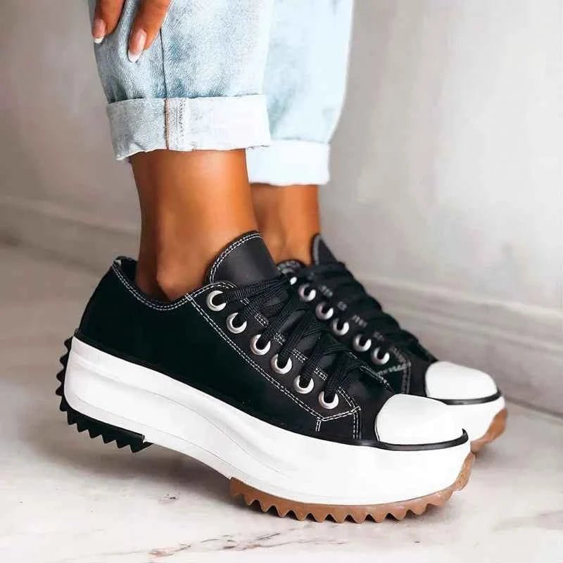 Lia | Chunky Platform Lace-up Sneakers with Serrated Outsole