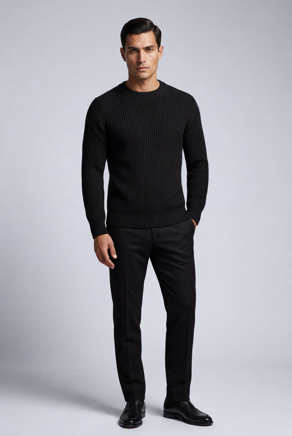 Liam | Chunky Ribbed Slim Fit Crewneck Sweater