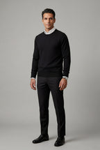 Classic Crew Neck Pullover Sweater with Ribbed Trim |  James
