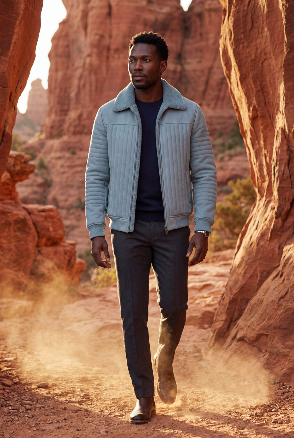 Gio | Collar Bomber Jacket with Ribbed Sleeves