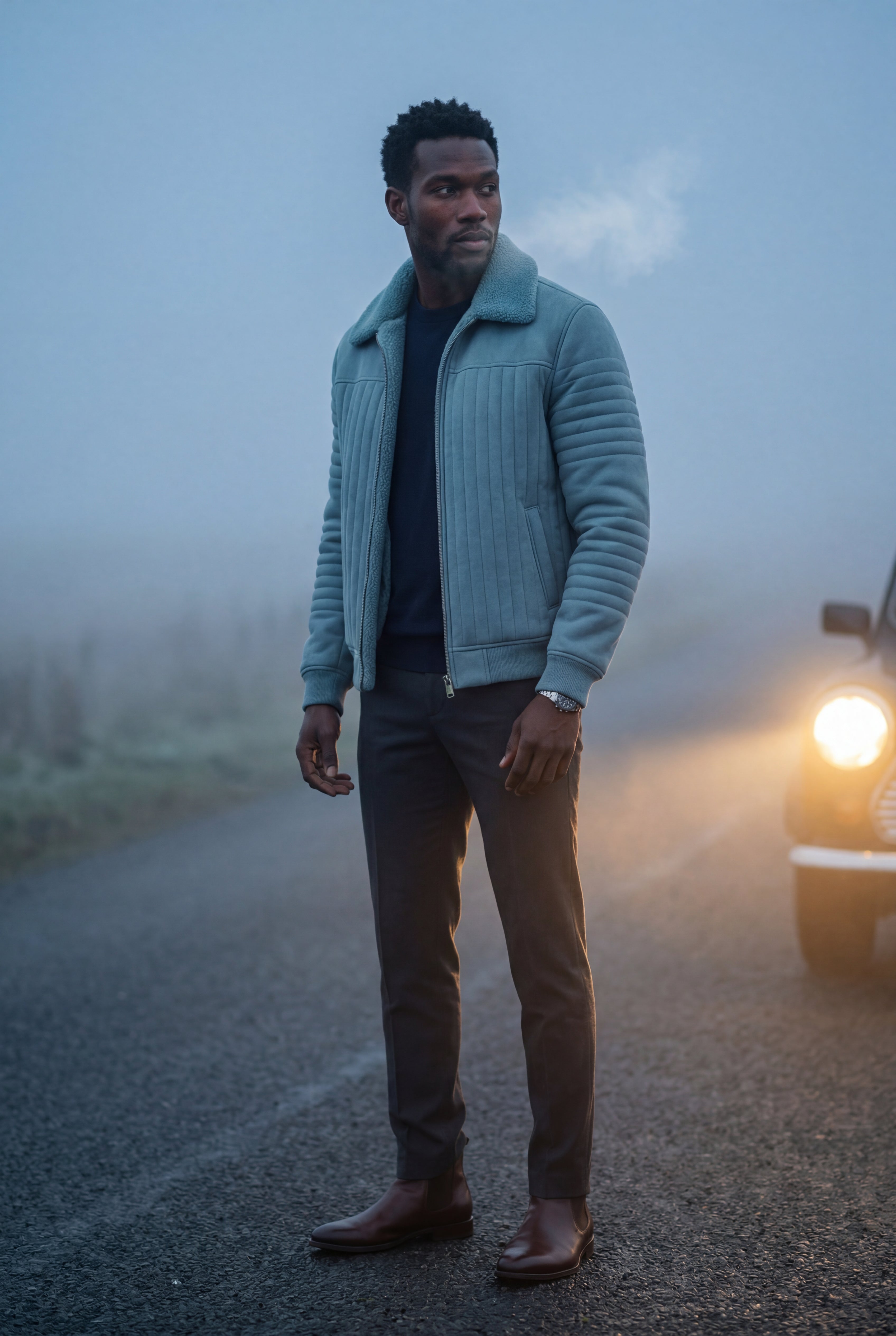 Liam | Collar Bomber Jacket with Ribbed Sleeves