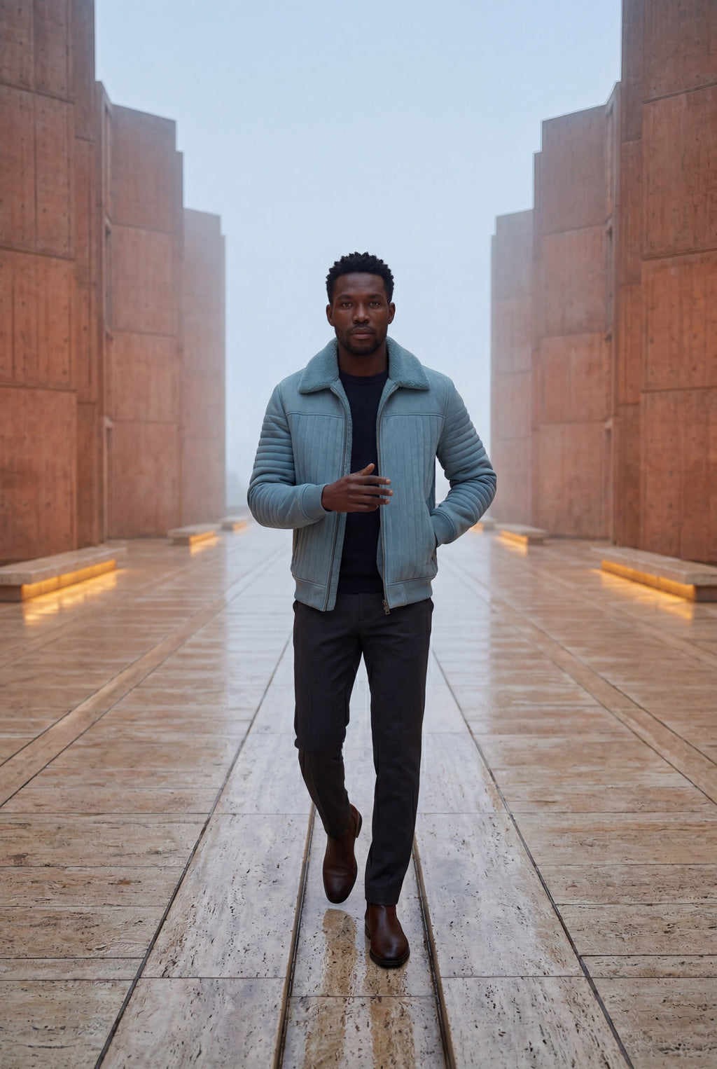 Gio | Collar Bomber Jacket with Ribbed Sleeves