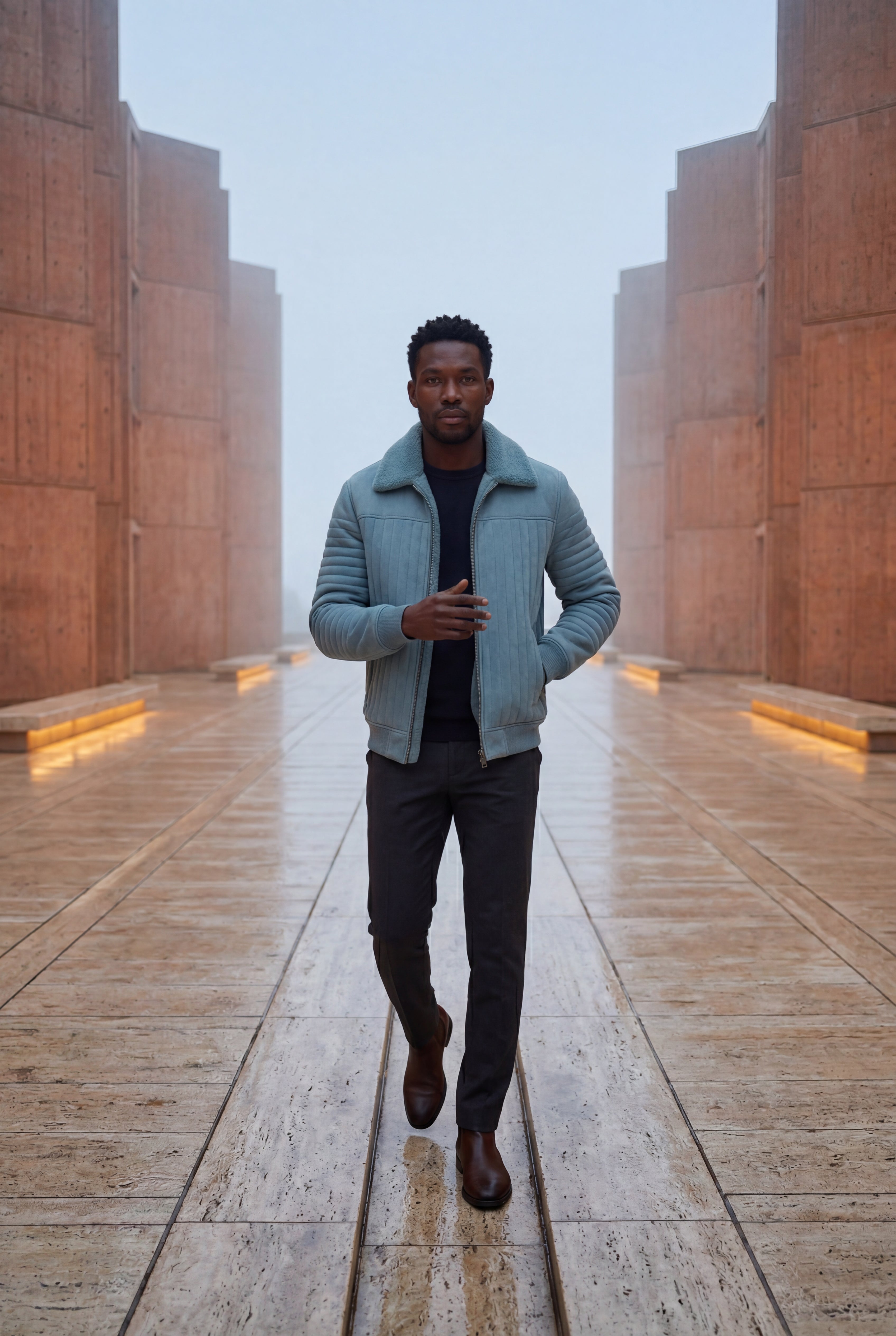 Gio | Collar Bomber Jacket with Ribbed Sleeves