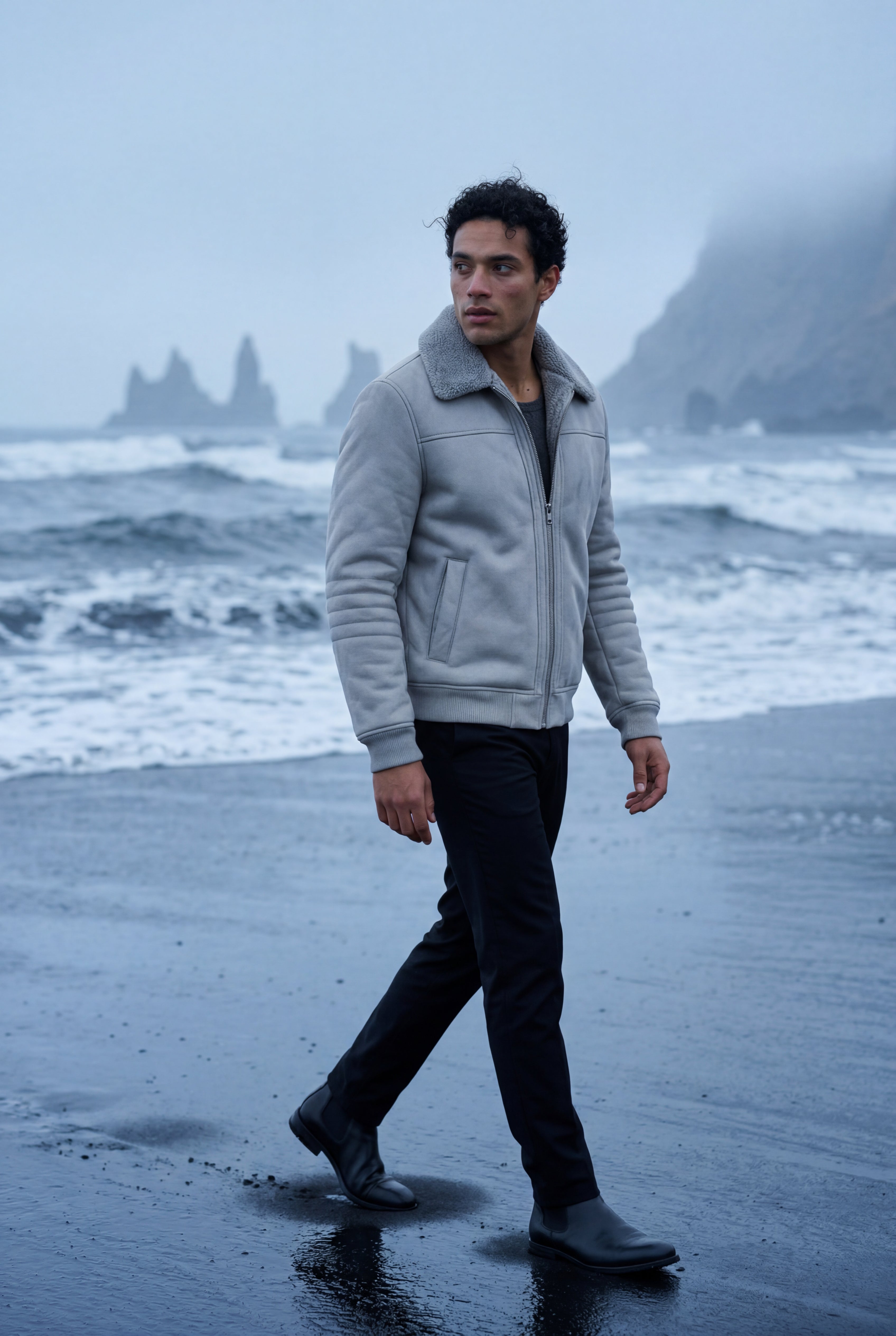 Liam | Collar Bomber Jacket with Ribbed Sleeves