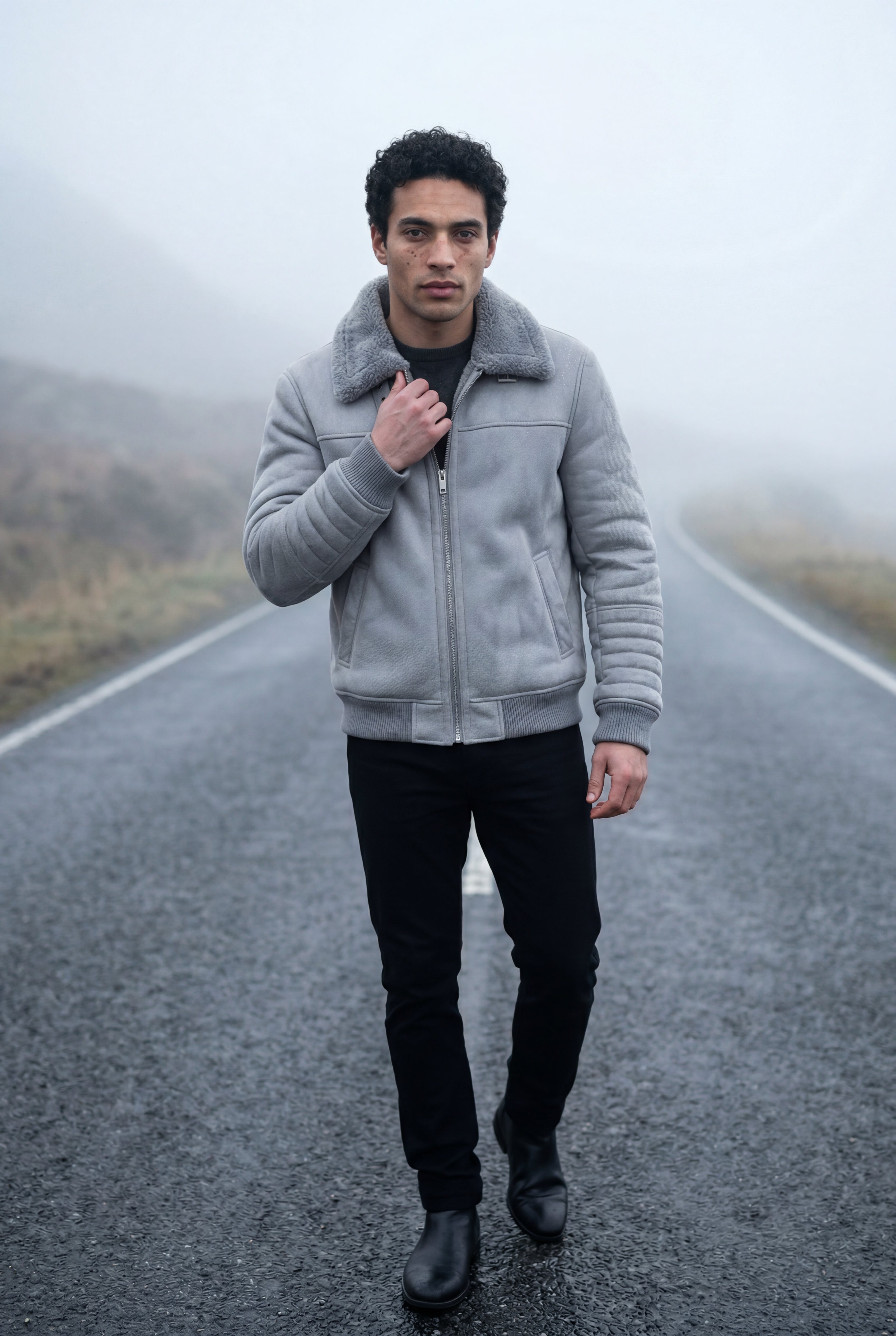 Liam | Collar Bomber Jacket with Ribbed Sleeves