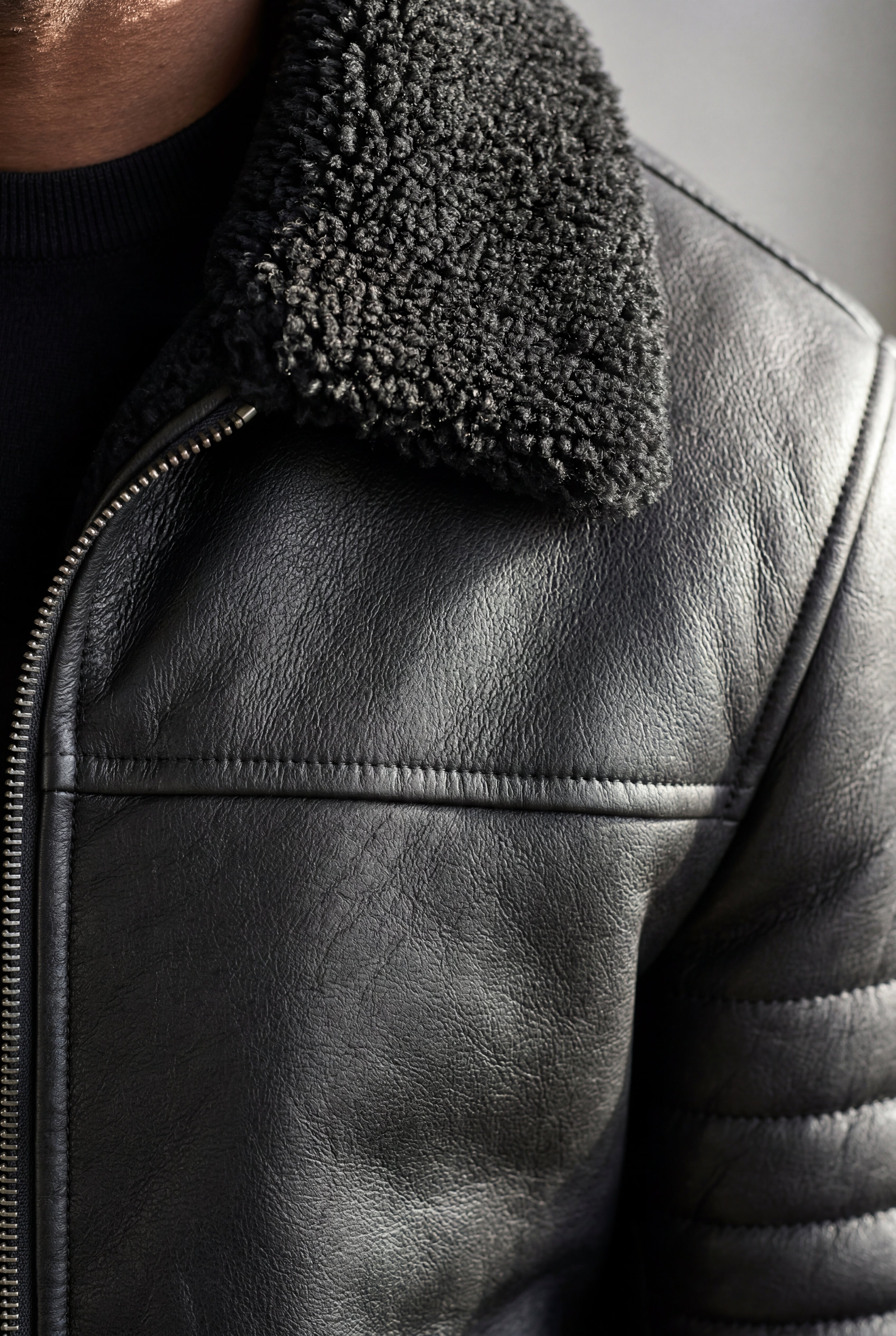 Liam | Collar Bomber Jacket with Ribbed Sleeves