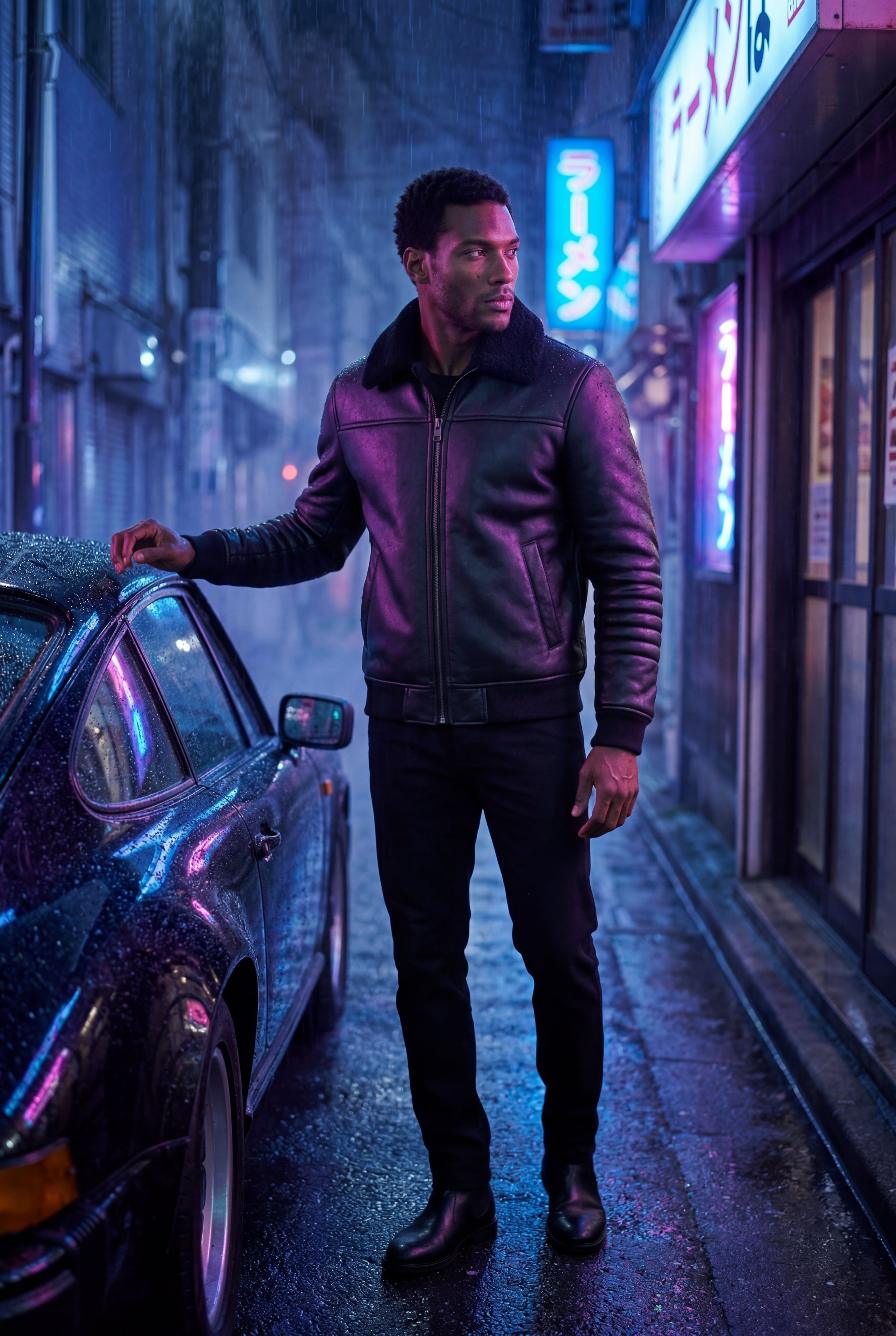 Gio | Collar Bomber Jacket with Ribbed Sleeves