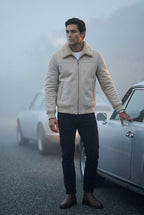 Gio | Collar Bomber Jacket with Ribbed Sleeves