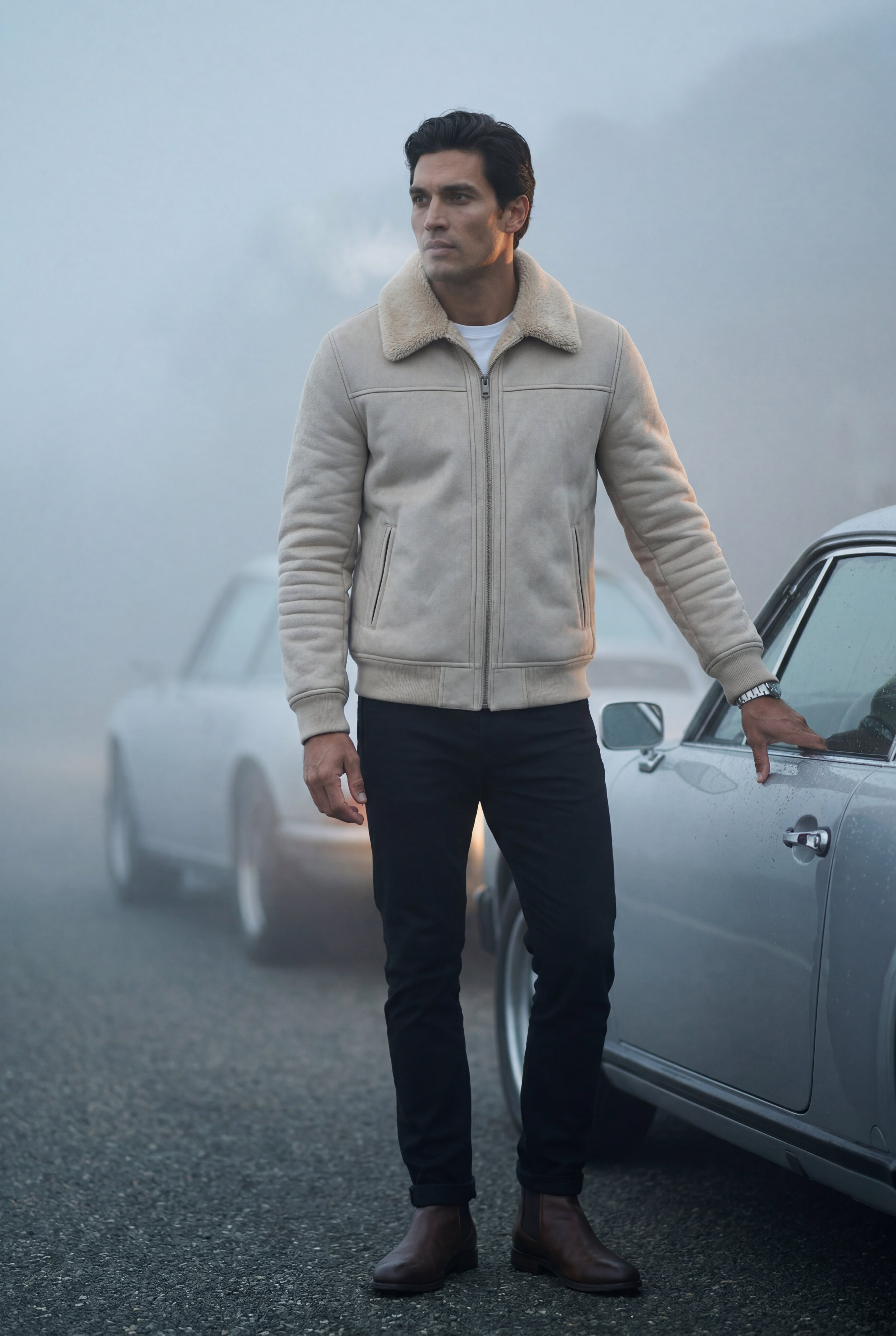 Gio | Collar Bomber Jacket with Ribbed Sleeves