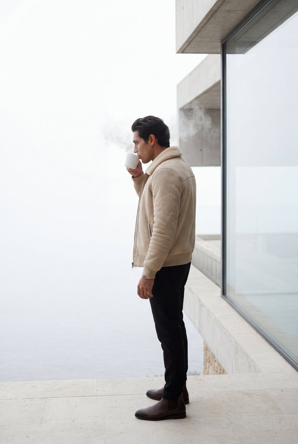 Gio | Collar Bomber Jacket with Ribbed Sleeves
