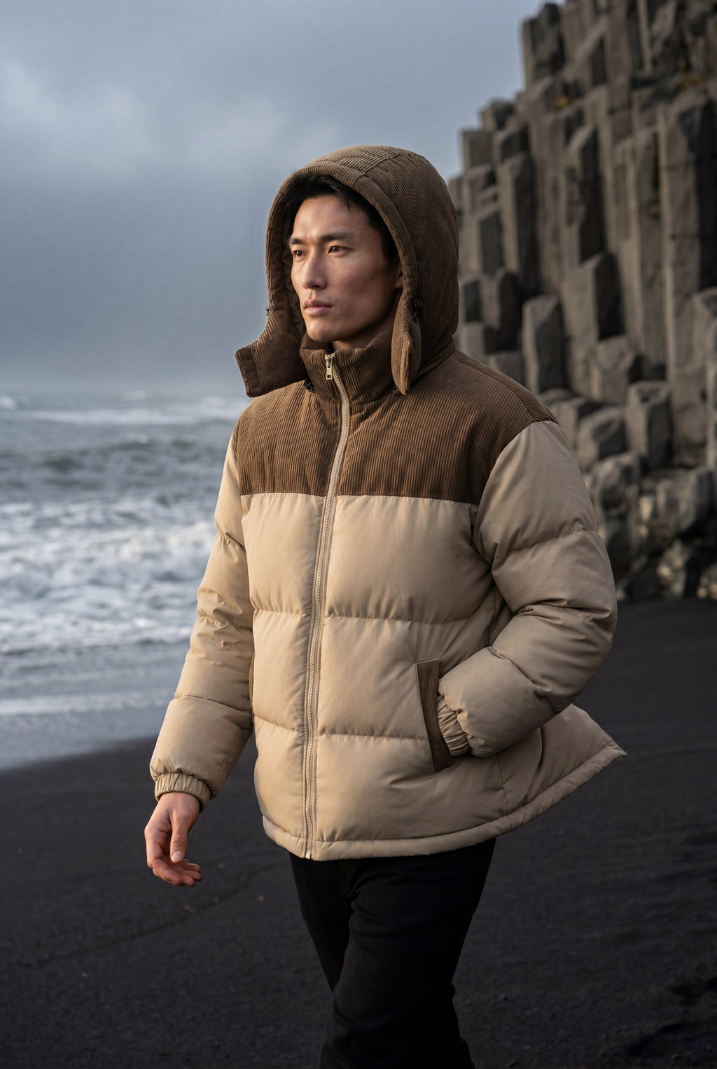 Liam | Colorblock Panel Hooded Puffer Jacket