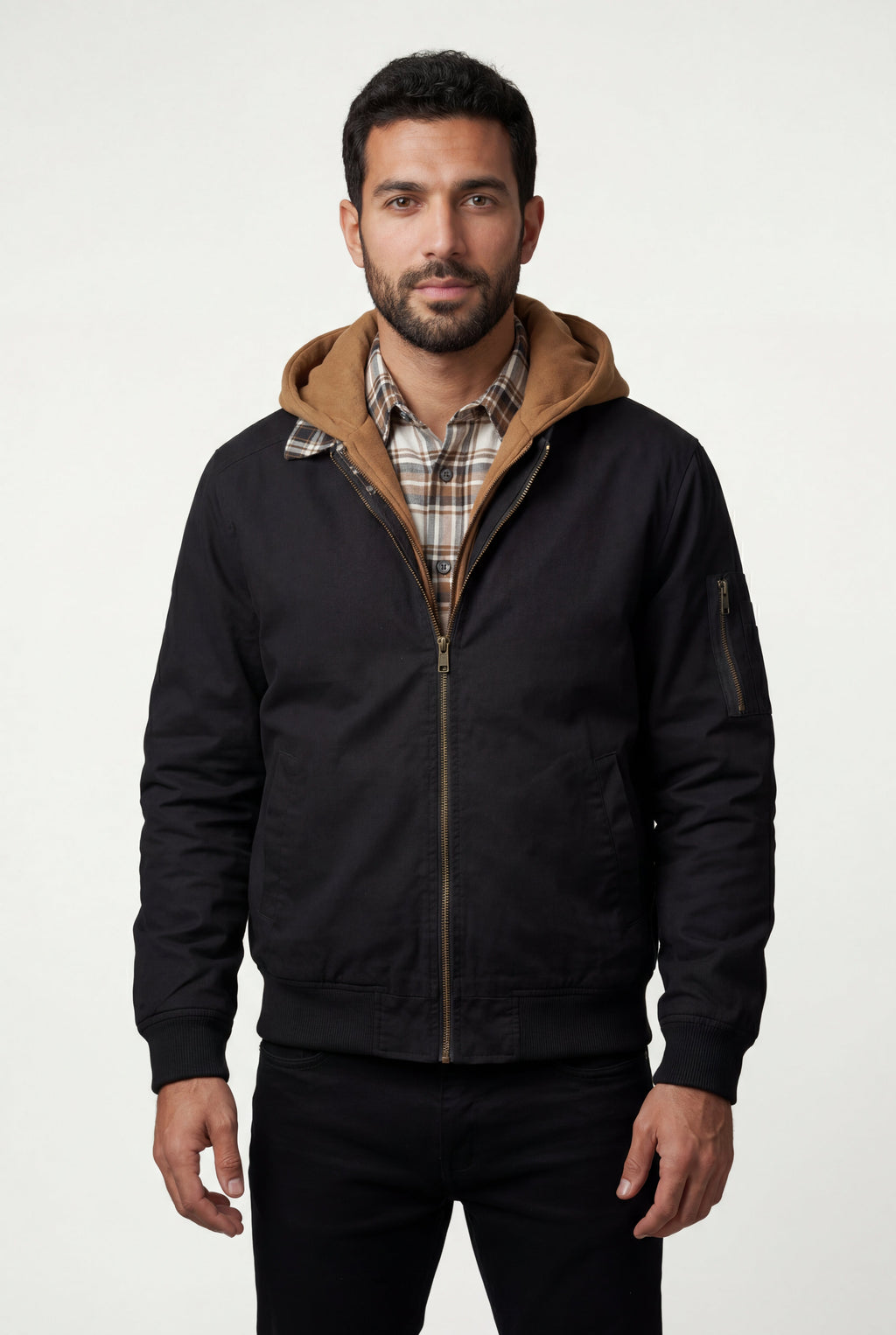 Gio | Contrast Lined Hooded Bomber Jacket