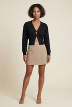 Deep V-neck Gold Button Cardigan Sweater | Senna