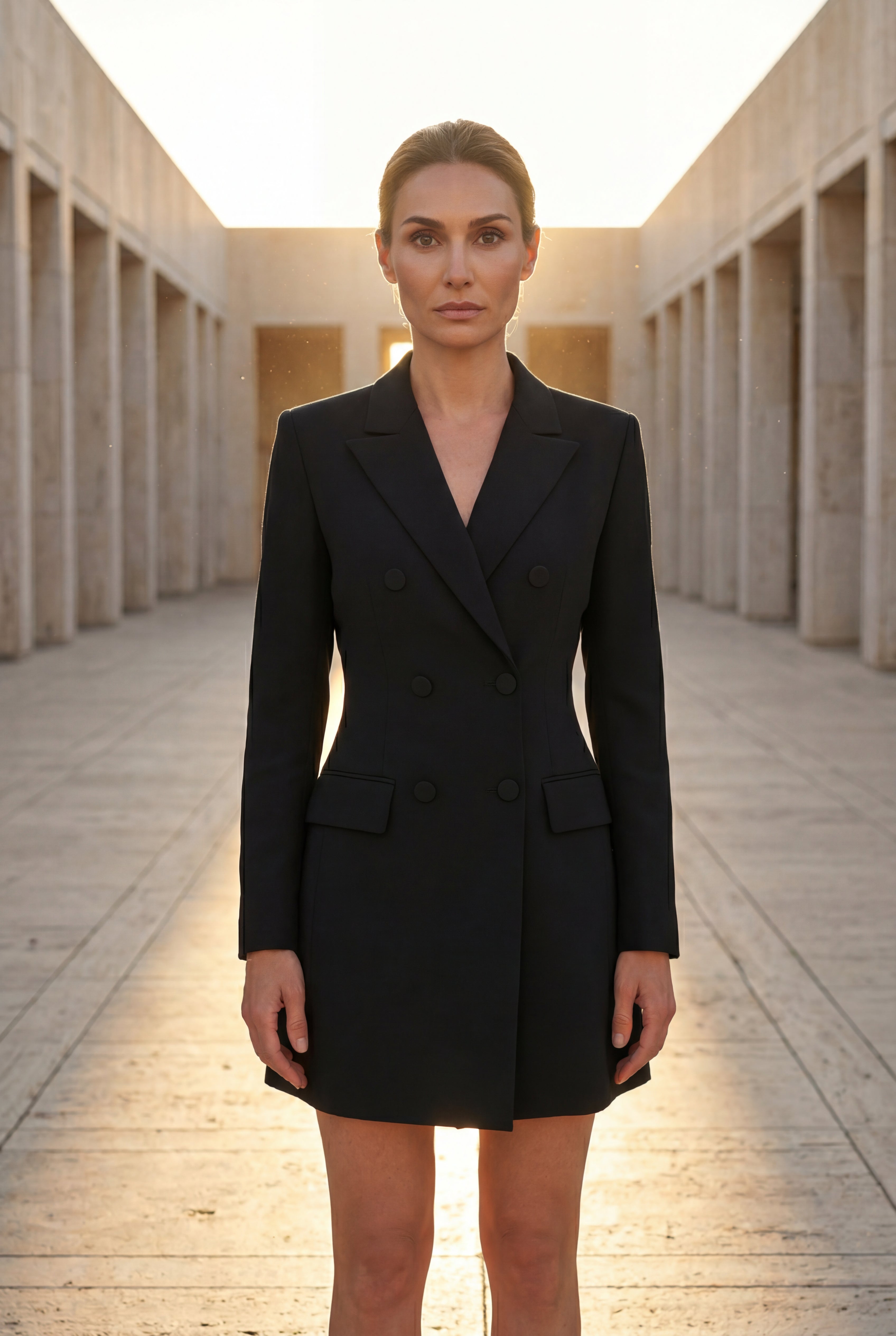 Elcevi | Double-breasted Classic Fit Blazer with Notched Lapel For Women