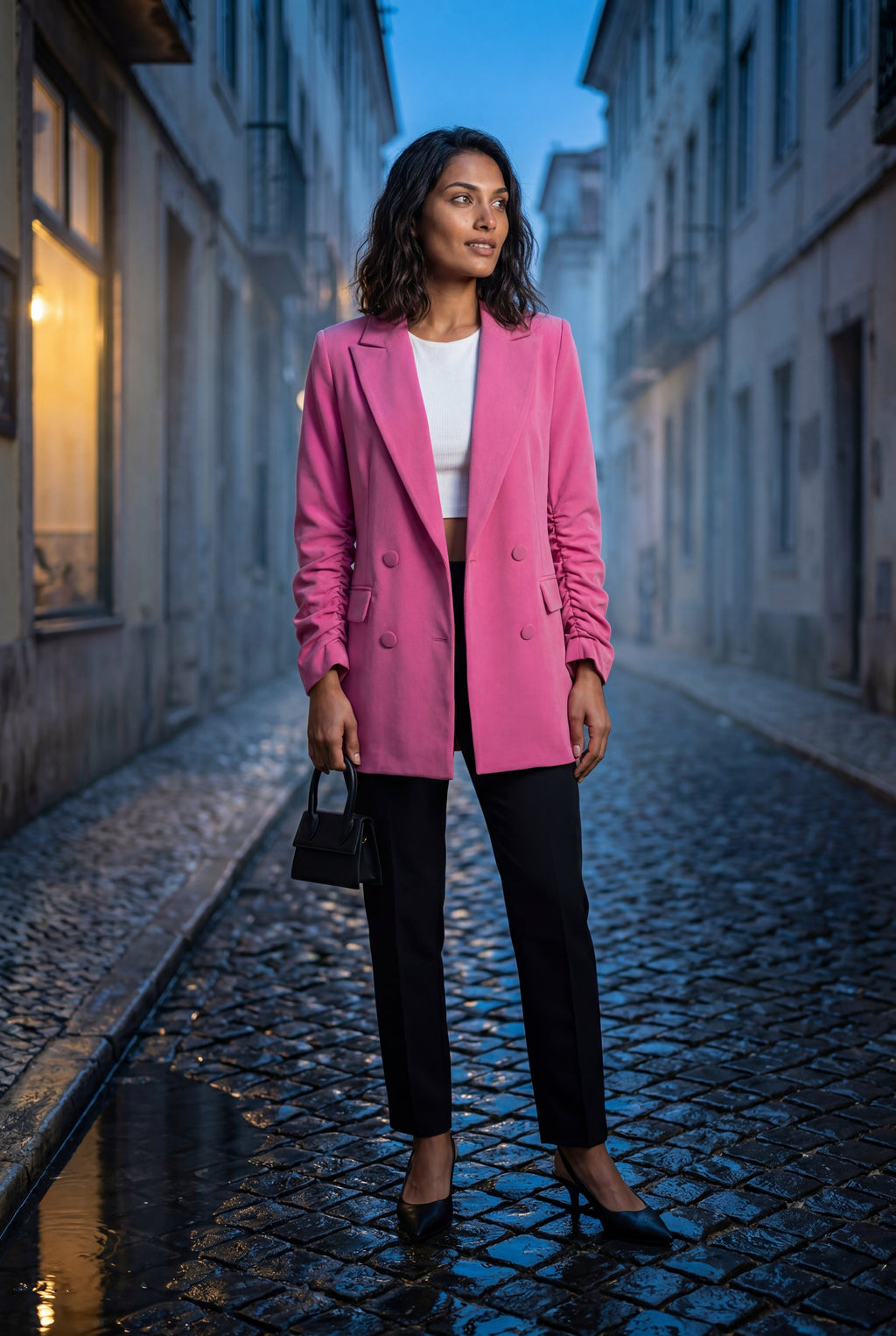 Elcevi | Double-breasted Classic Fit Blazer with Notched Lapel For Women