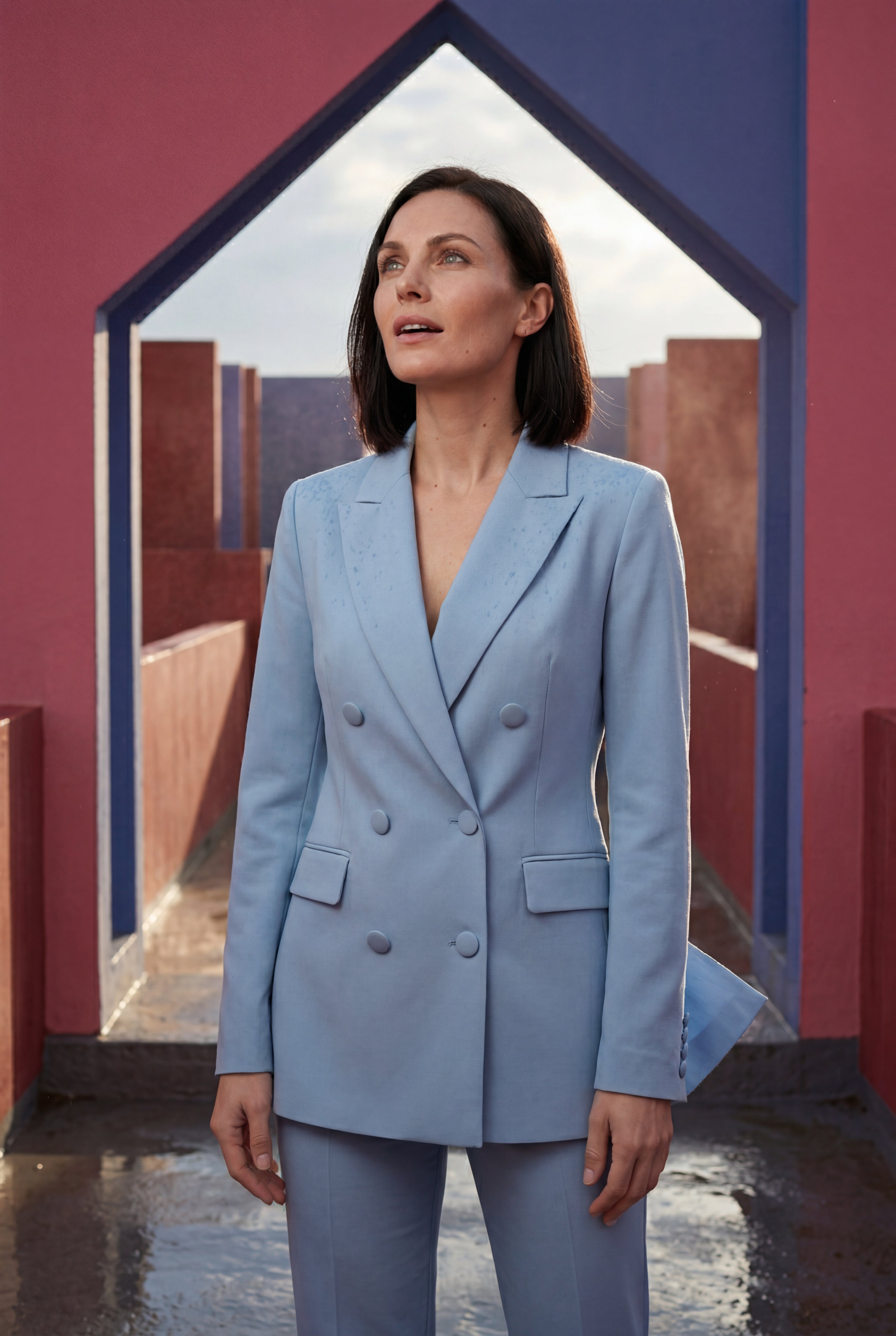 Elcevi | Double-breasted Classic Fit Blazer with Notched Lapel For Women