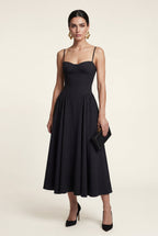 Elcevi | Floral Corset Bodice Midi Dress with Spaghetti Straps For Women