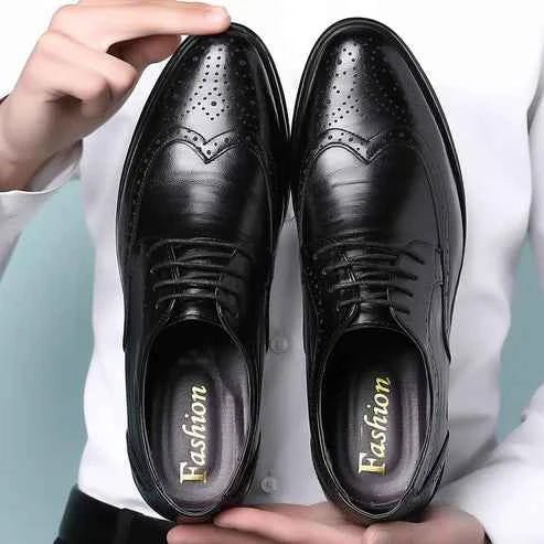Liam | Glossy Wingtip Brogue Oxford Dress Shoes