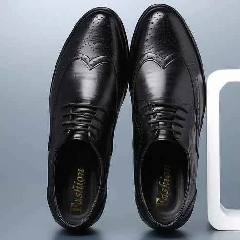 Liam | Glossy Wingtip Brogue Oxford Dress Shoes