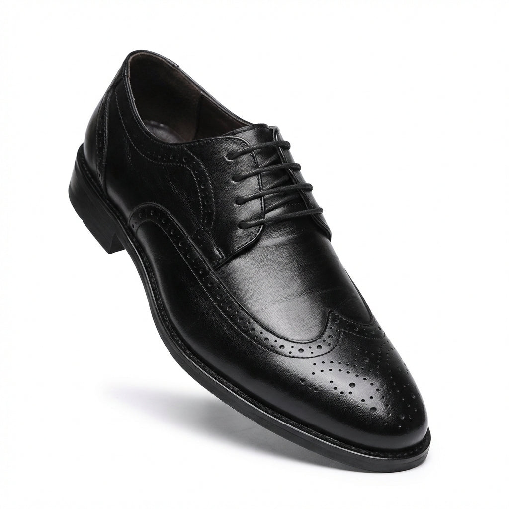 Liam | Glossy Wingtip Brogue Oxford Dress Shoes