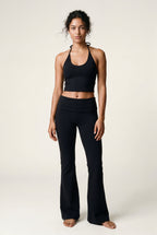 Lia | Halter Neck Crop Top and Flared Leggings Set