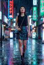 Alyssa | High-waisted Black A-line Pleather Mini Skirt For Women
