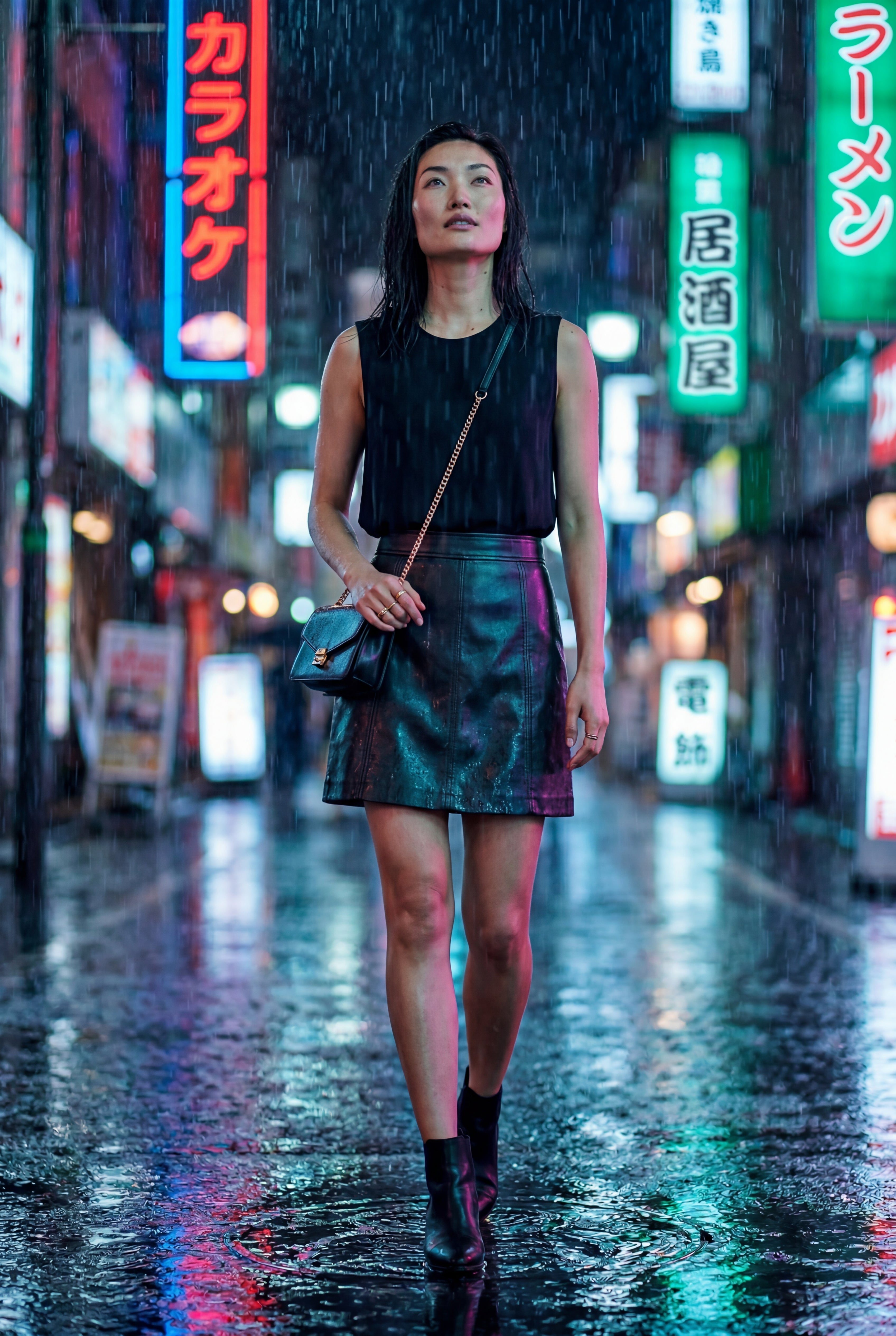 Alyssa | High-waisted Black A-line Pleather Mini Skirt For Women