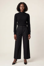High-waisted Pleated Straight-leg Trousers