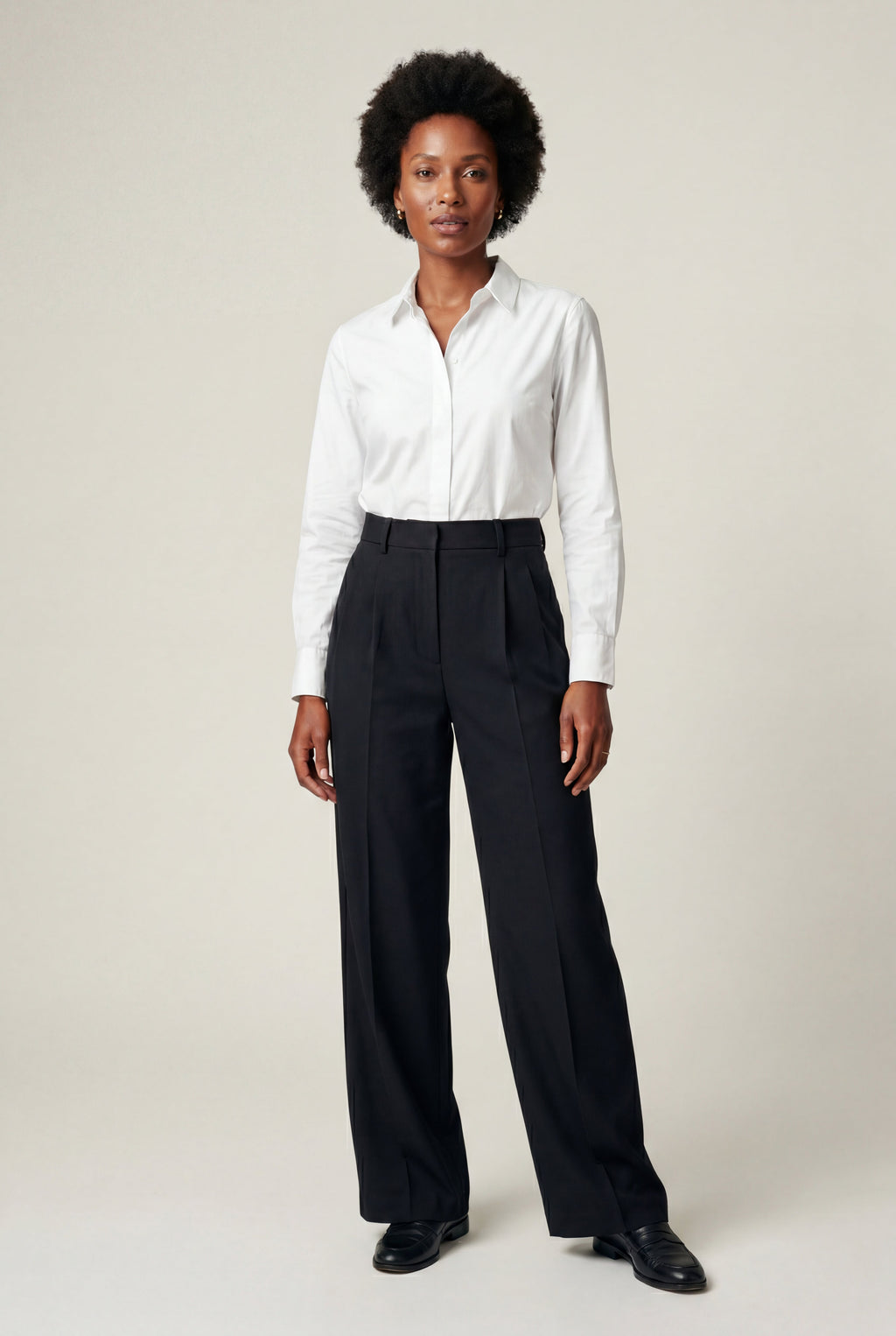 Lia | High-waisted Tailored Wide-leg Trousers with Pleats