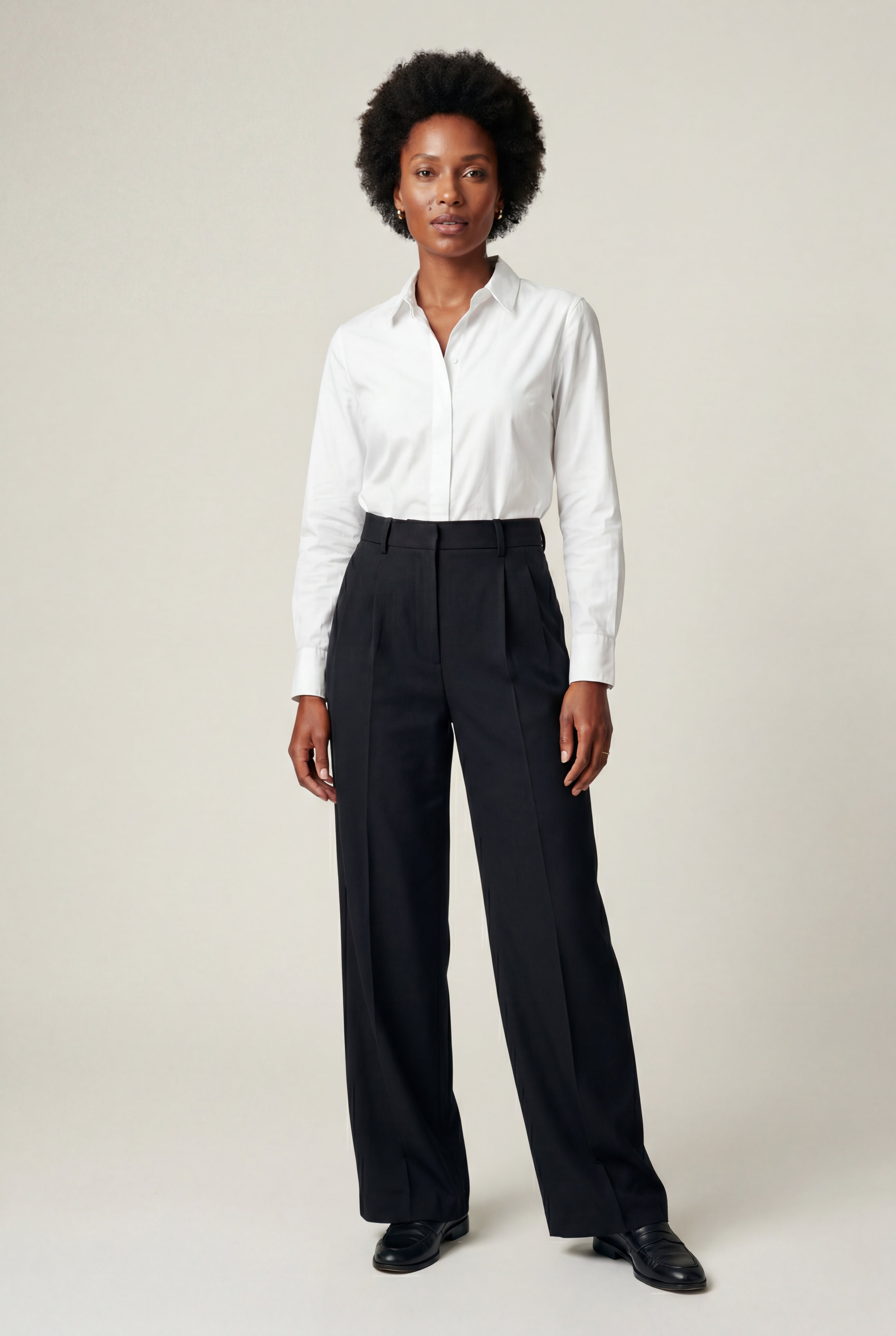 Lia | High-waisted Tailored Wide-leg Trousers with Pleats