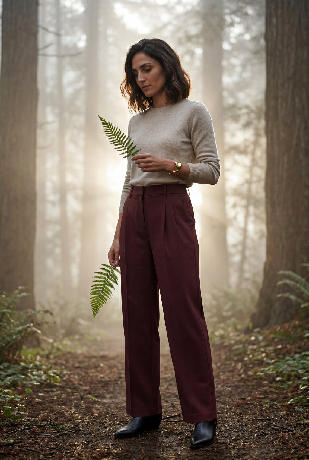 Lia | High-waisted Tailored Wide-leg Trousers with Pleats