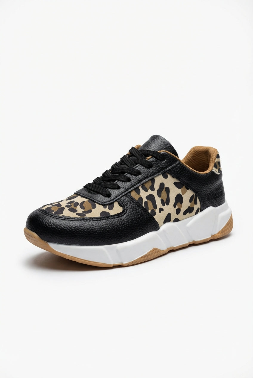 Lia | Leopard Print Panel Chunky Sole Sneakers