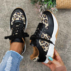 Lia | Leopard Print Panel Chunky Sole Sneakers