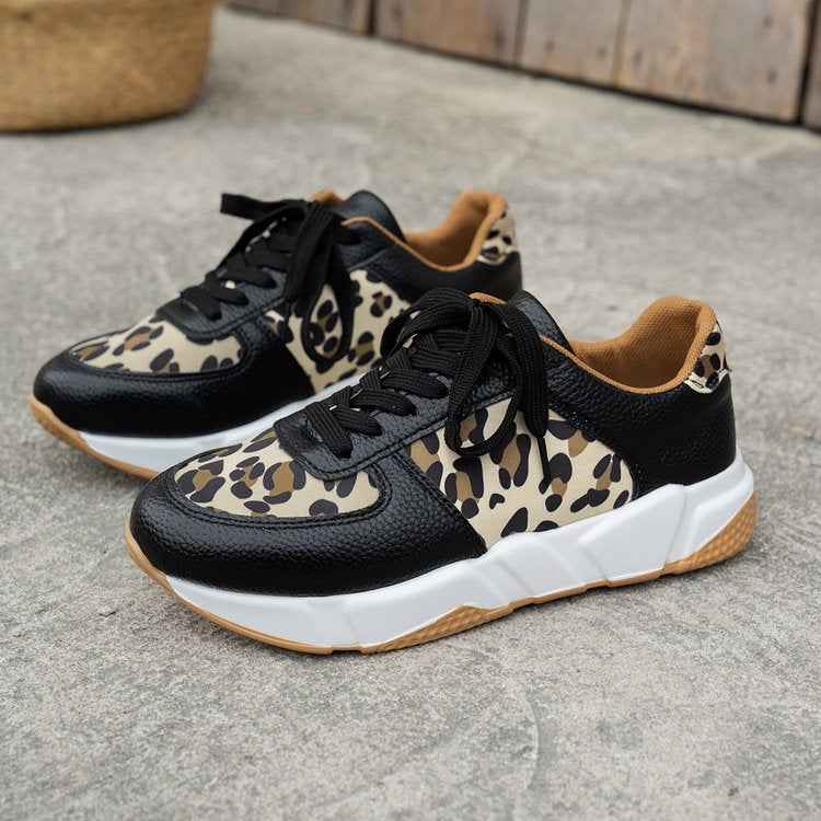 Lia | Leopard Print Panel Chunky Sole Sneakers