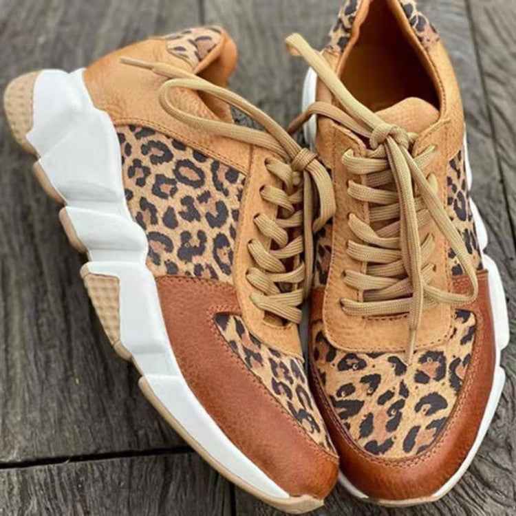Lia | Leopard Print Panel Chunky Sole Sneakers