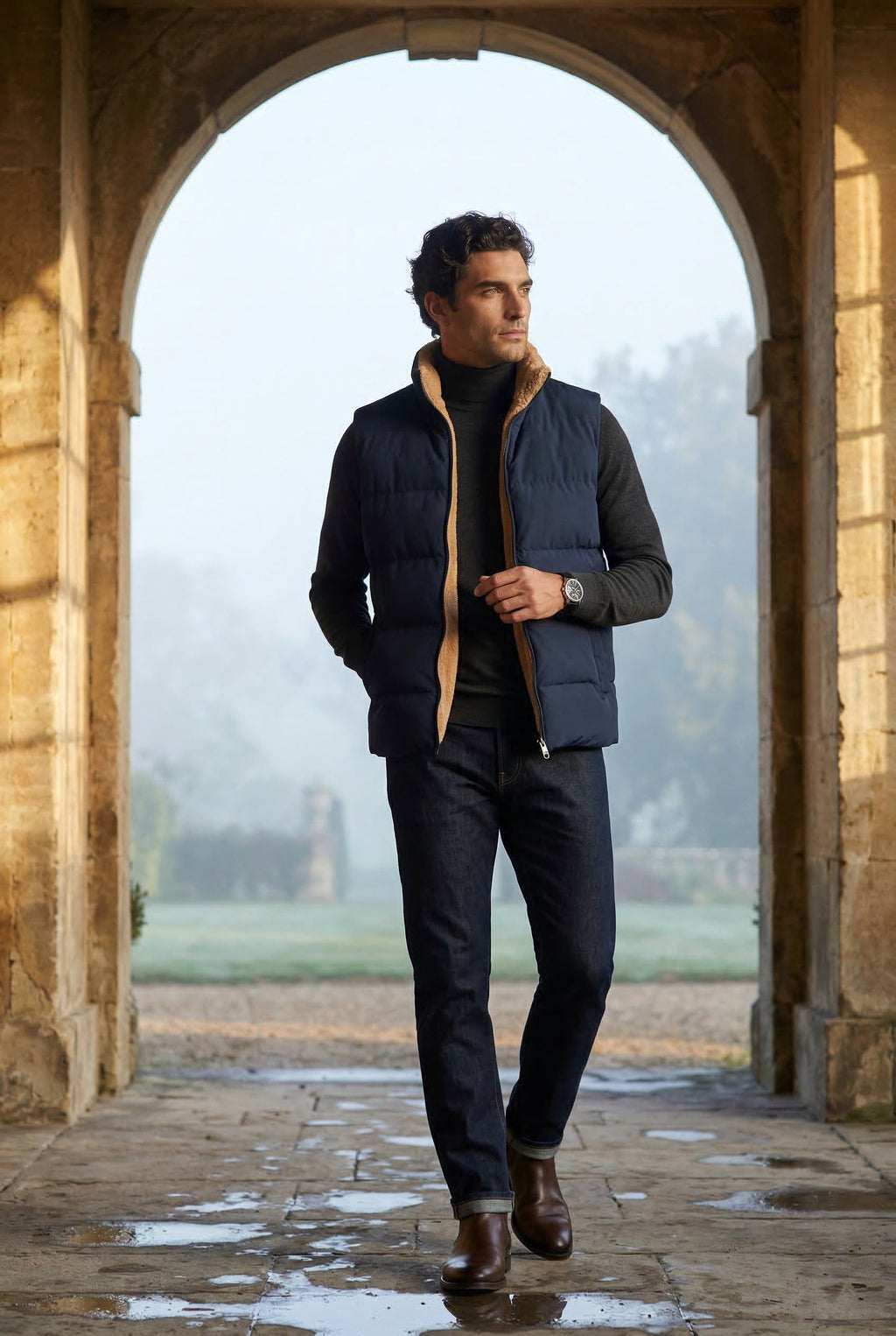 Liam | Lined Quilted Puffer Vest with Stand Collar
