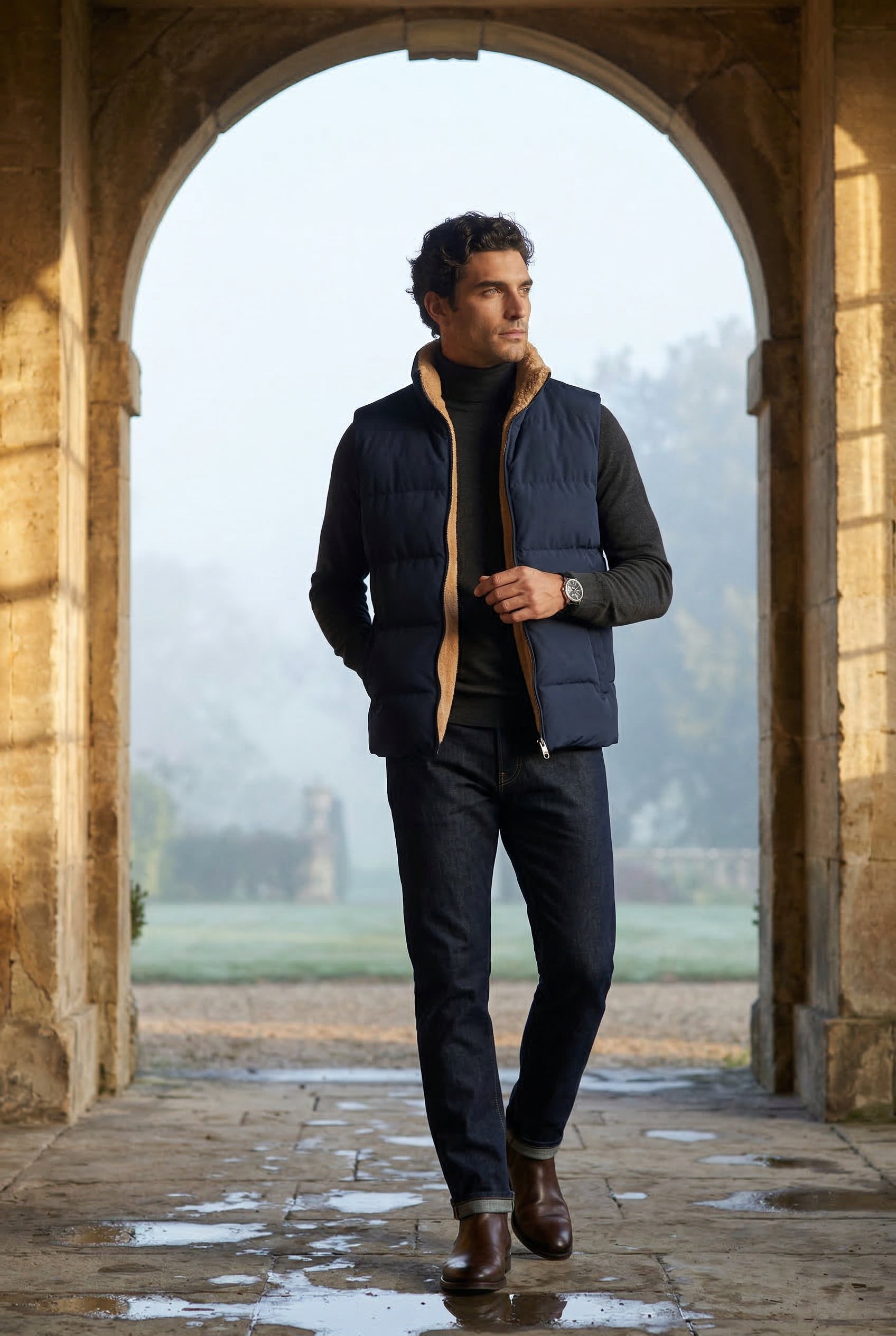 Liam | Lined Quilted Puffer Vest with Stand Collar