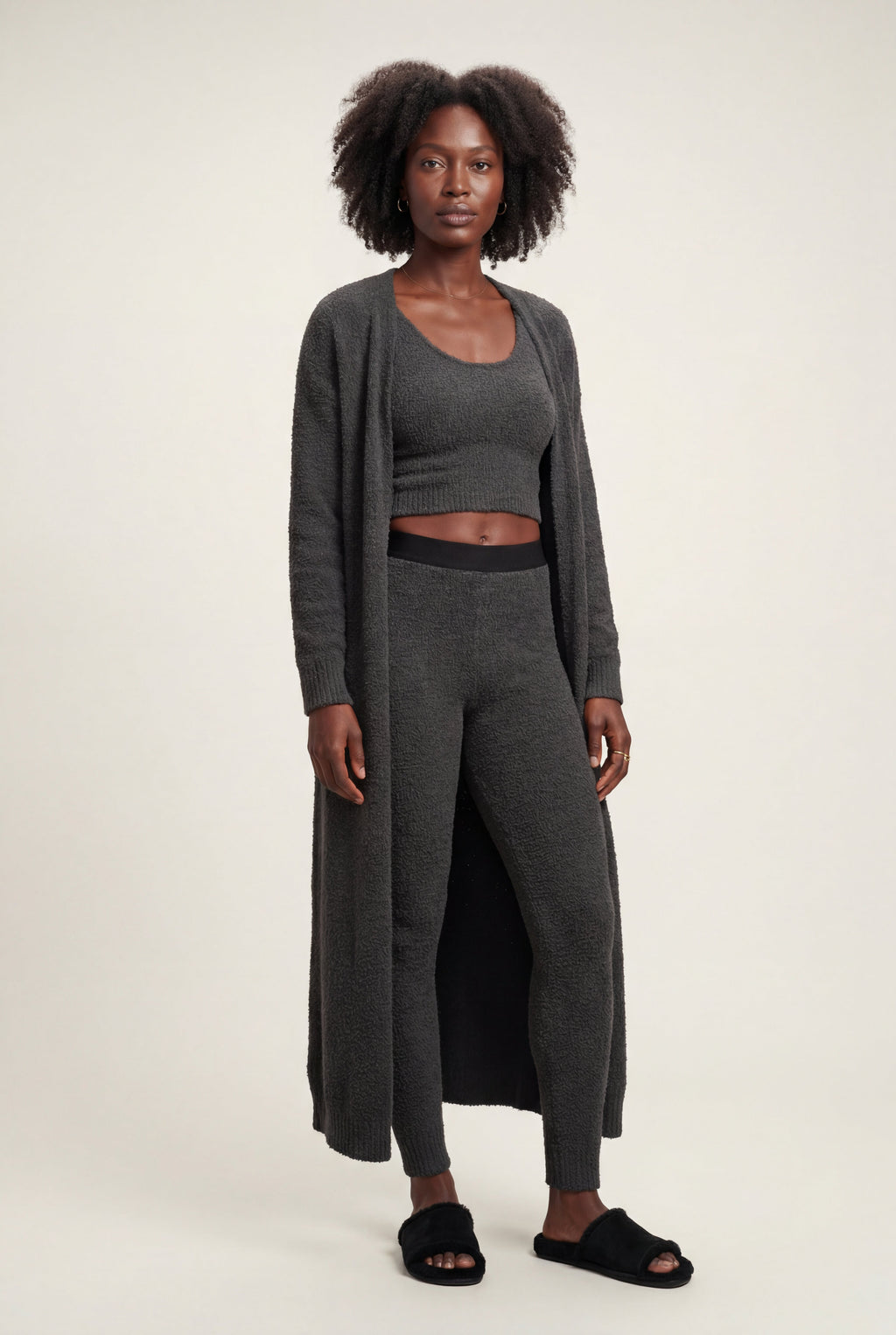Lisa | Longline Cardigan 3-piece Ribbed Loungewear Set