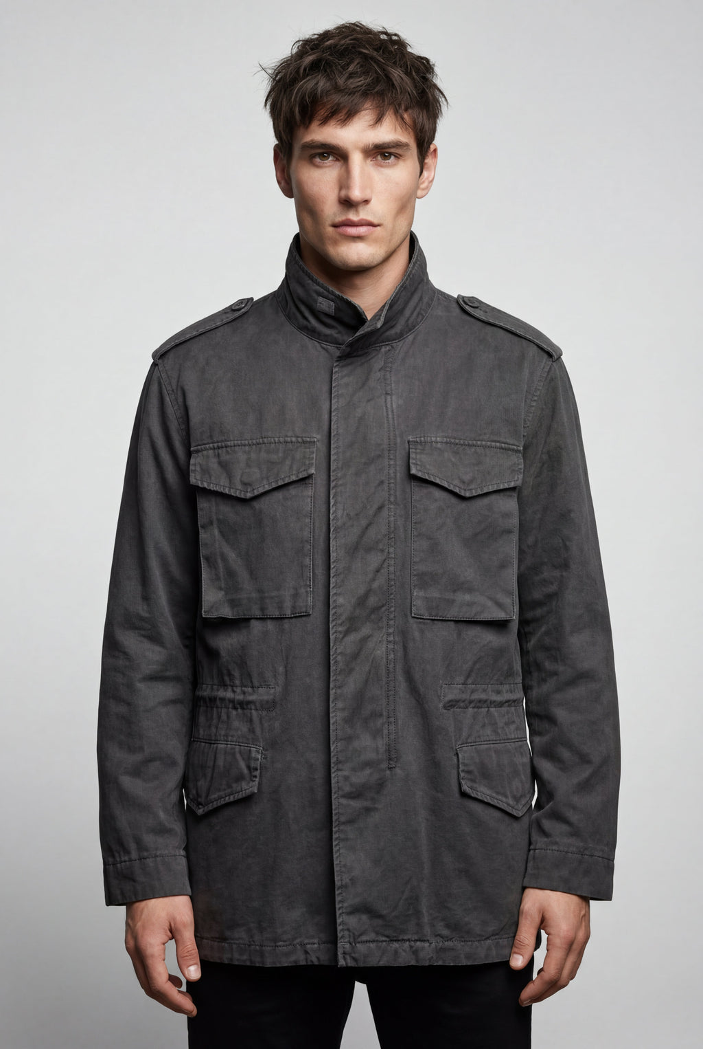 Liam | Matte Utility Pocket Field Jacket with Epaulettes