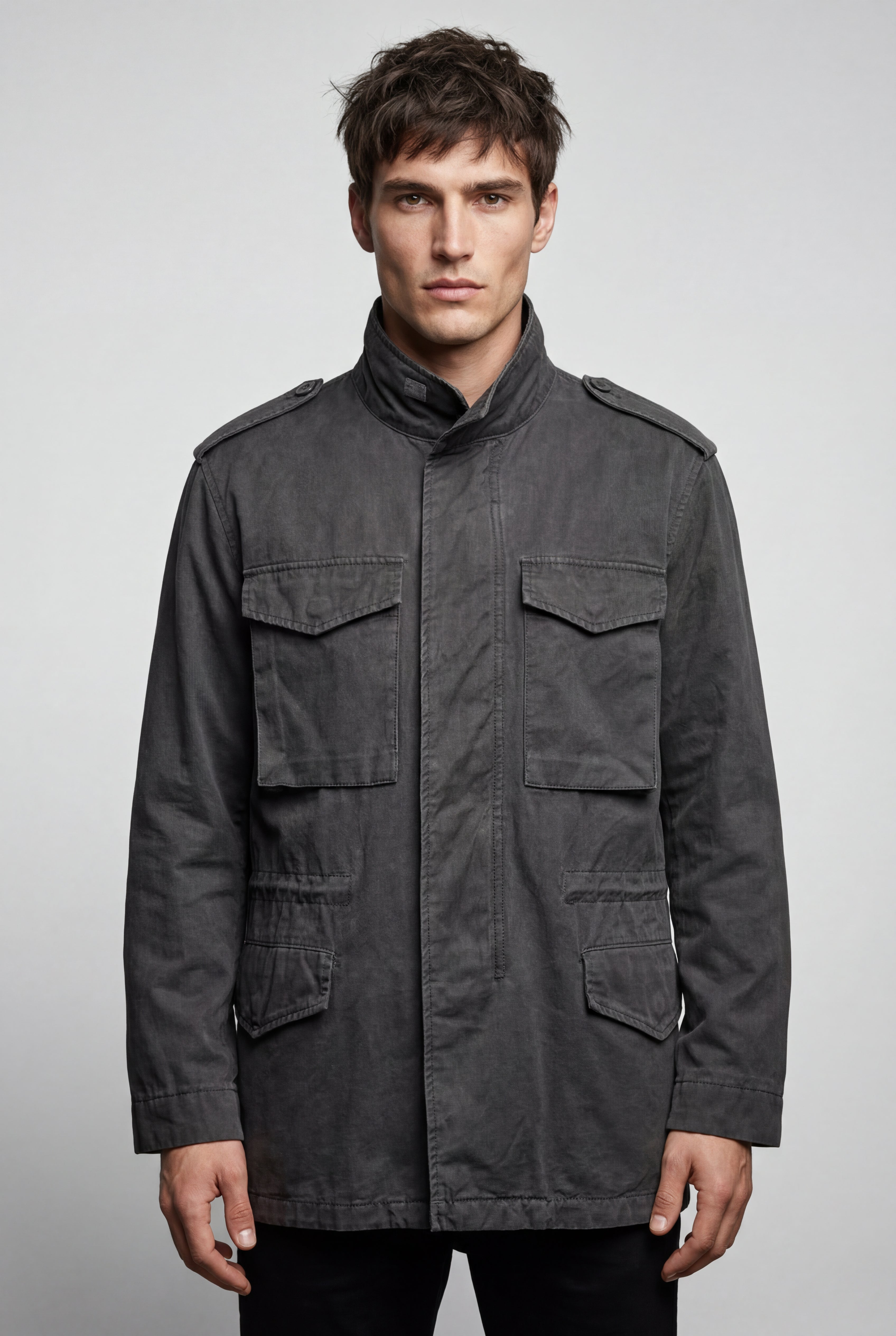 Liam | Matte Utility Pocket Field Jacket with Epaulettes
