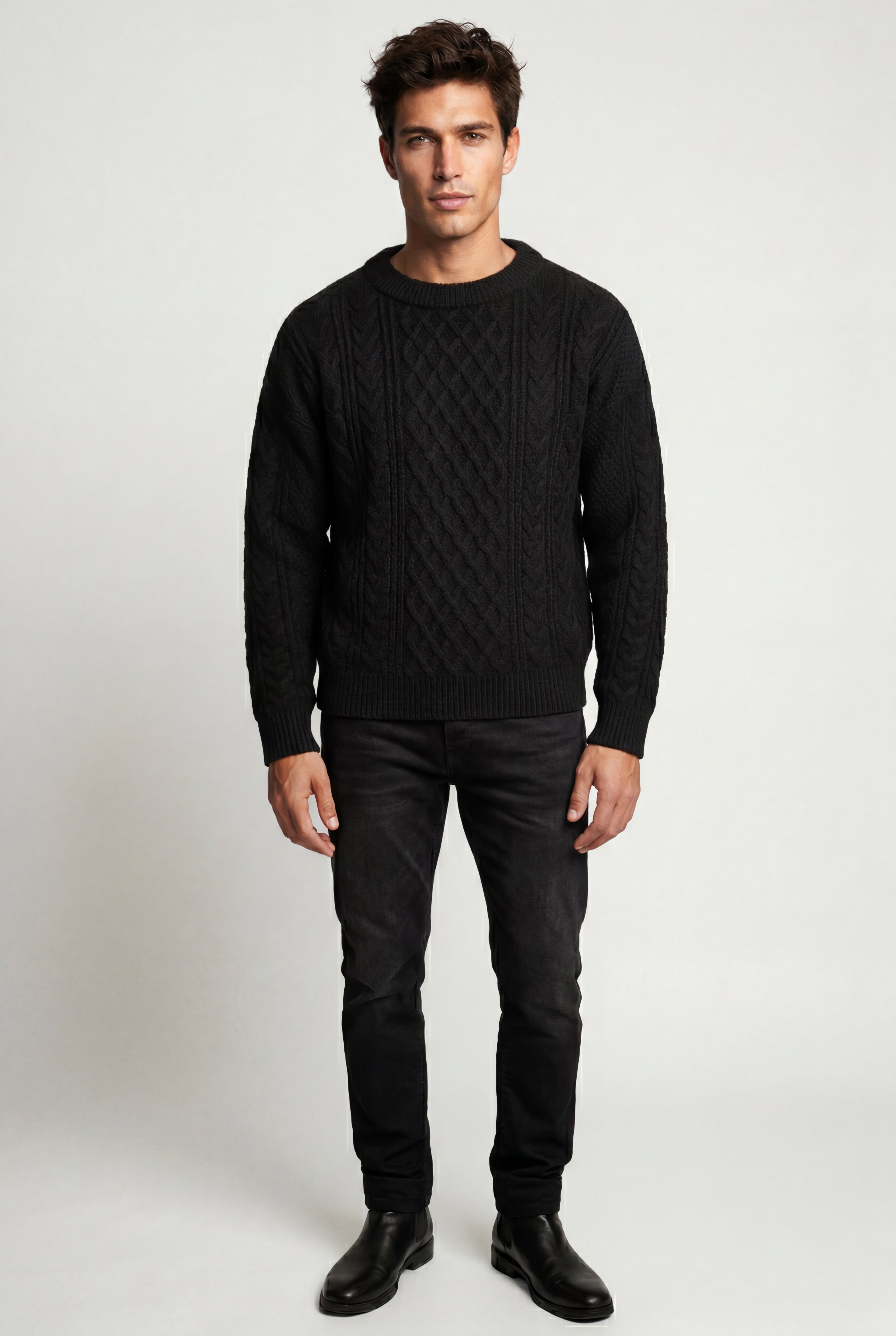 Men's Cable Crew Neck Classic Fit Sweater | James