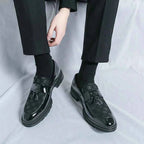 Liam | Men's Checked Patent Tassel Loafers with Chunky Lug Sole