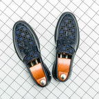 Liam | Men's Checked Patent Tassel Loafers with Chunky Lug Sole