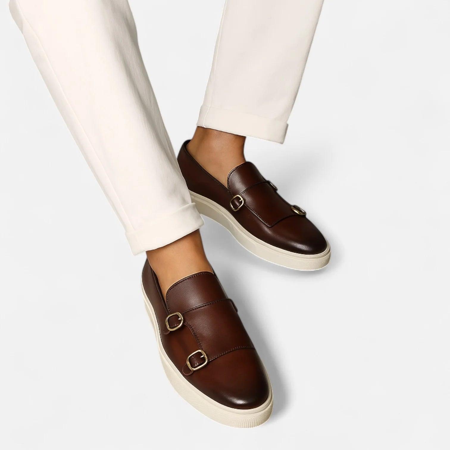 Liam | Men's Double Buckle Platform Loafers with Chunky Sole