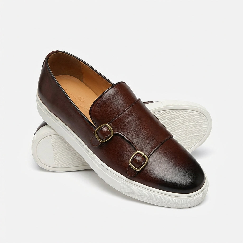 Liam | Men's Double Buckle Platform Loafers with Chunky Sole