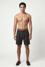 Elcevi | Pleated Front Tailored Above-Knee Shorts For Men
