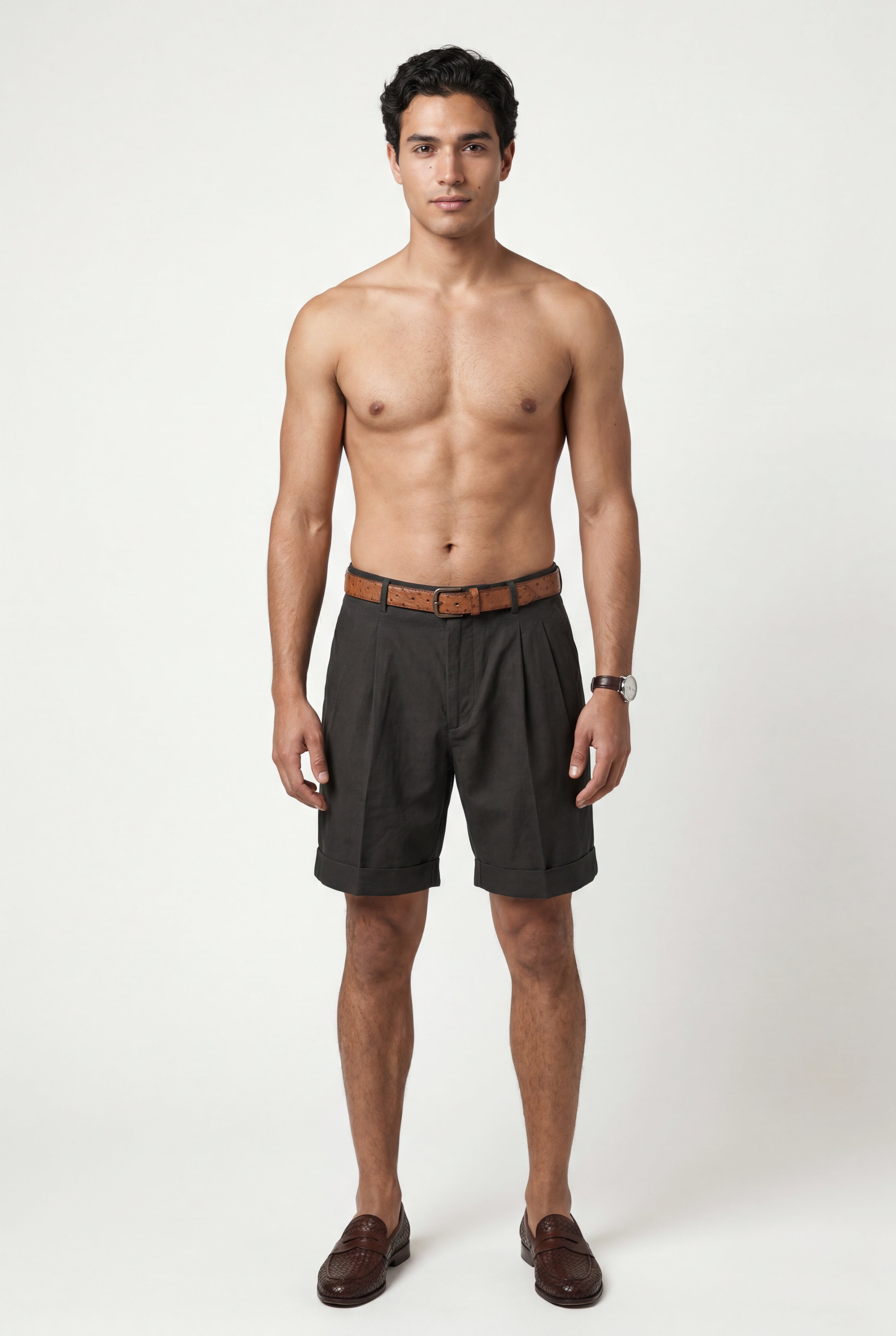 Gio | Men's Pleated Front Tailored Above-Knee Shorts