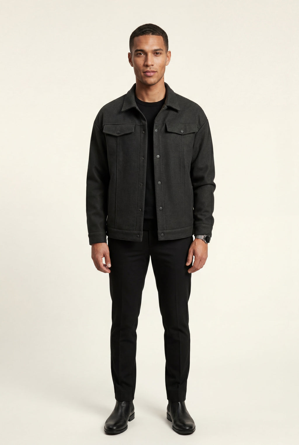 Liam | Men's Structured Snap Front Classic Trucker Jacket