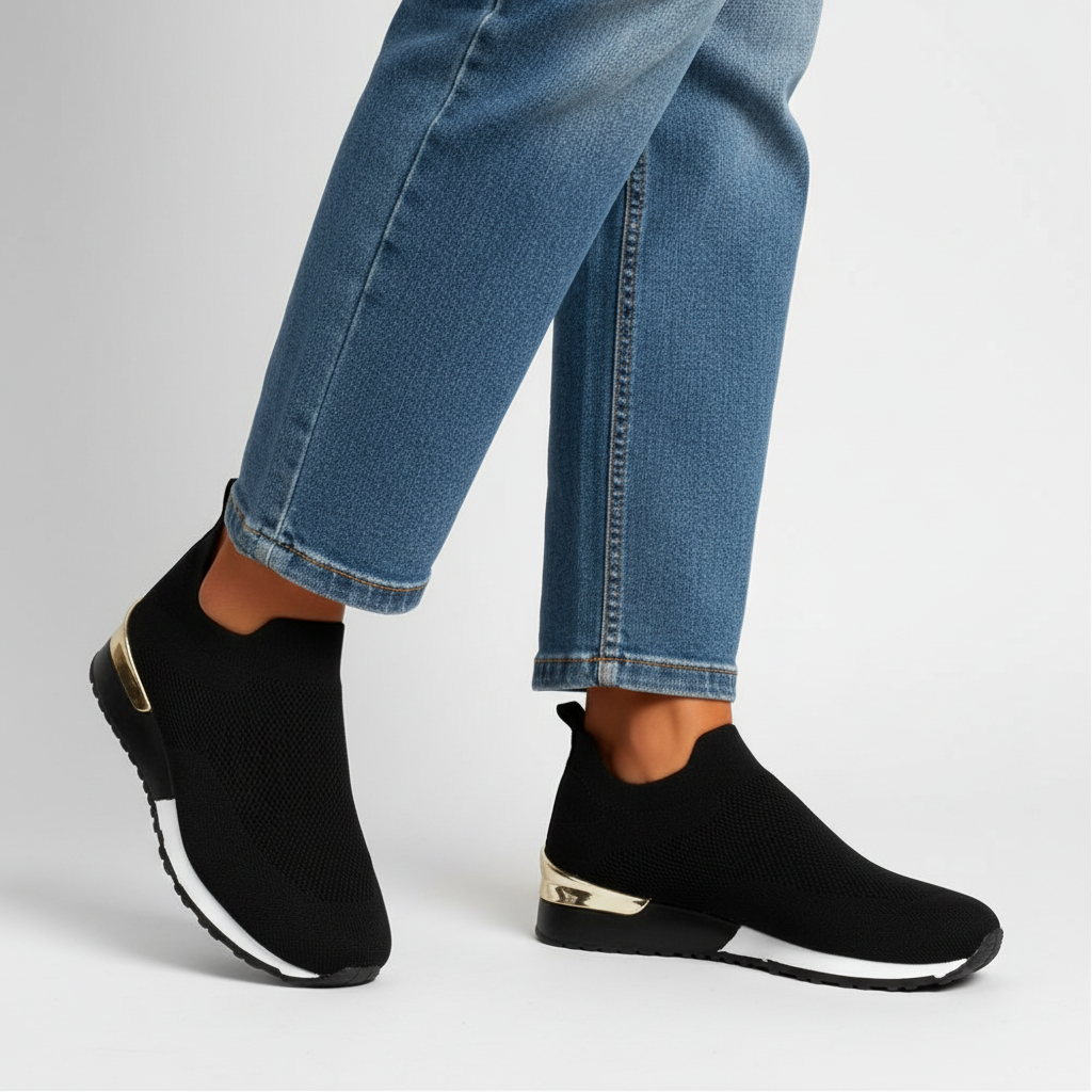 Lia | Metallic Heel Slip-on Wedge Sneakers