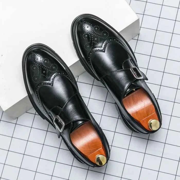 Liam | Monk Strap Brogue Oxford Dress Shoes with Wingtip Detail
